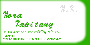 nora kapitany business card